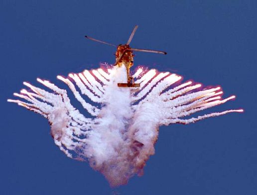 Sea Hawk helicopter fires flares